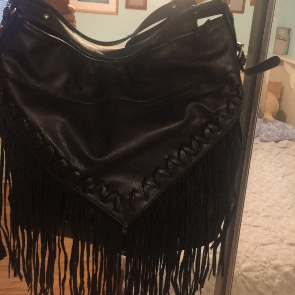 Fringed black bag NWOT